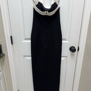 NICHOLAS Black and Silver Halter Sheath Cocktail Dress